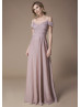 Cold Shoulder Pleated Rose Metallic Jersey Bridesmaid Dress